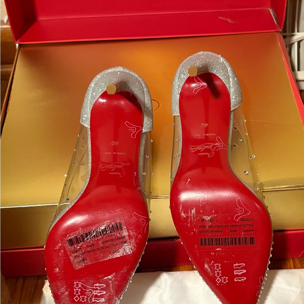 Christian Louboutin Silver and Clear Heels - Picture 3 of 5